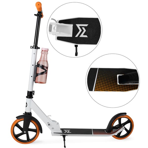 Stor hopfällbar stadsscooter + rem + flaskhållare
