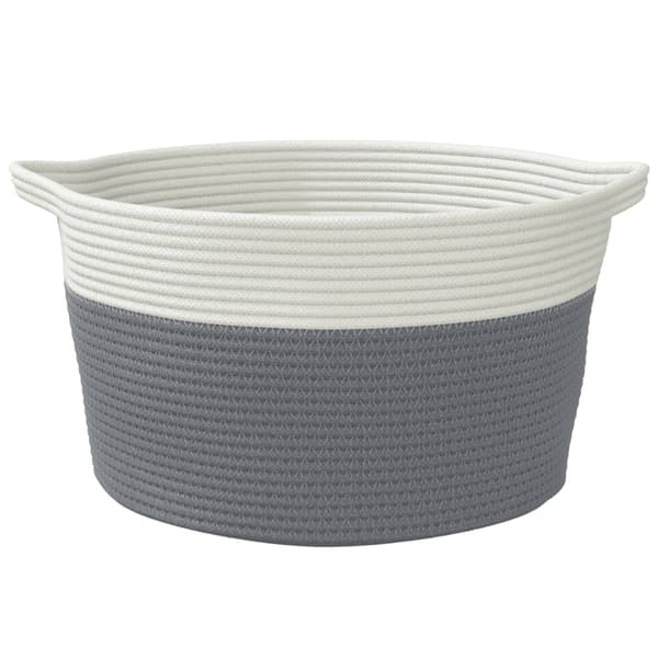 vidaXL Förvaringskorg grå och vit Ø40x25 cm bomull