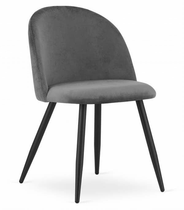 BELLO stol - mörkgrå sammet / svarta ben x 2