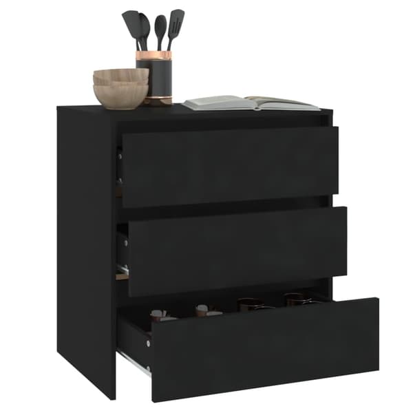 vidaXL kommode, sort, 70x41x75 cm, træbaseret materiale