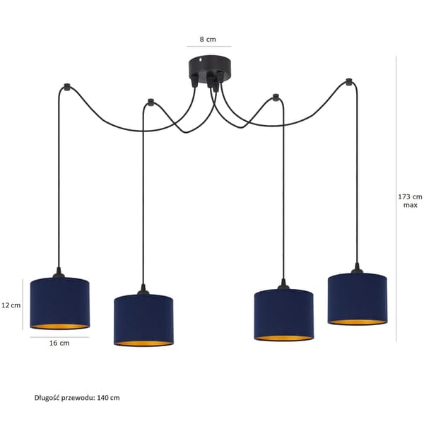 Tornado PAM4 lampe, marineblå og guld