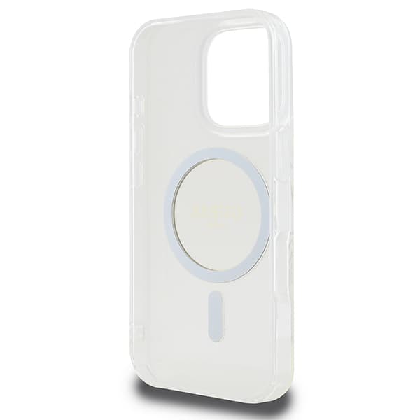 Guess IML Glitter Circle MagSafe-etui til iPhone 16 Pro Max, klart/transparent