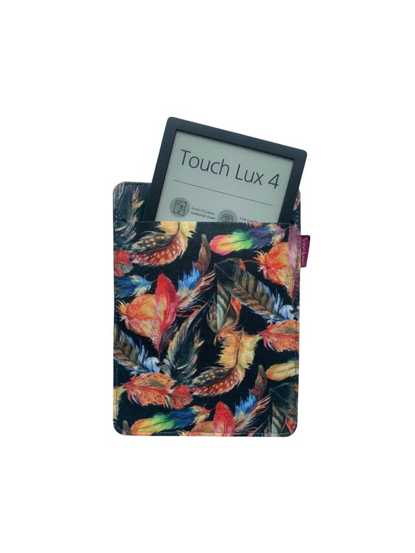 Arco Design 6-7" e-bogsetui - EcoFilc, Plume-print, grå, passer til Kindle / PocketBook
