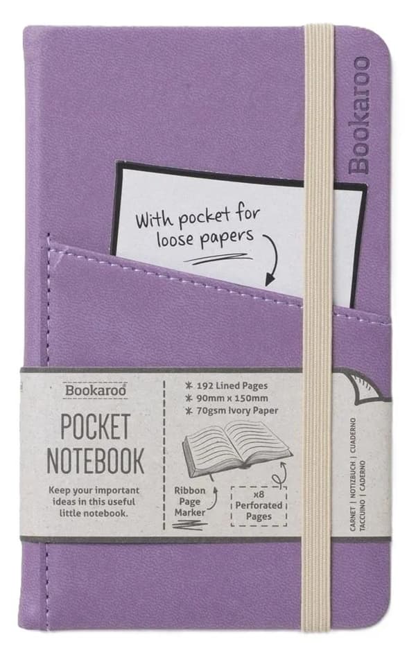 Bookaroo Notesbog Journal Lomme A6 - Lys Lilla