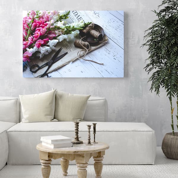 Lærredstryk Flora Snapdragons 80x40 cm Blomsterbuket