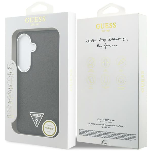 Guess Fixed Glitter Triangle MagSafe-etui til Galaxy S26, sort