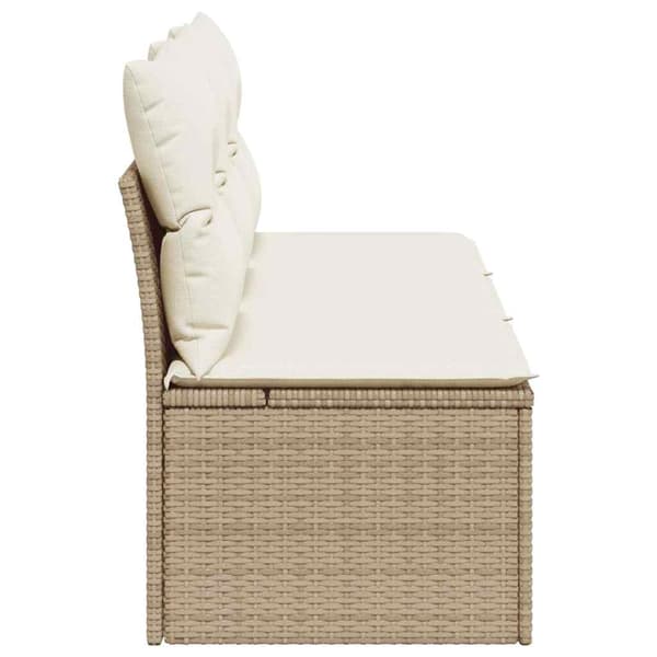 vidaXL 3-sits trädgårdssoffa med kuddar, beige, polyrotting
