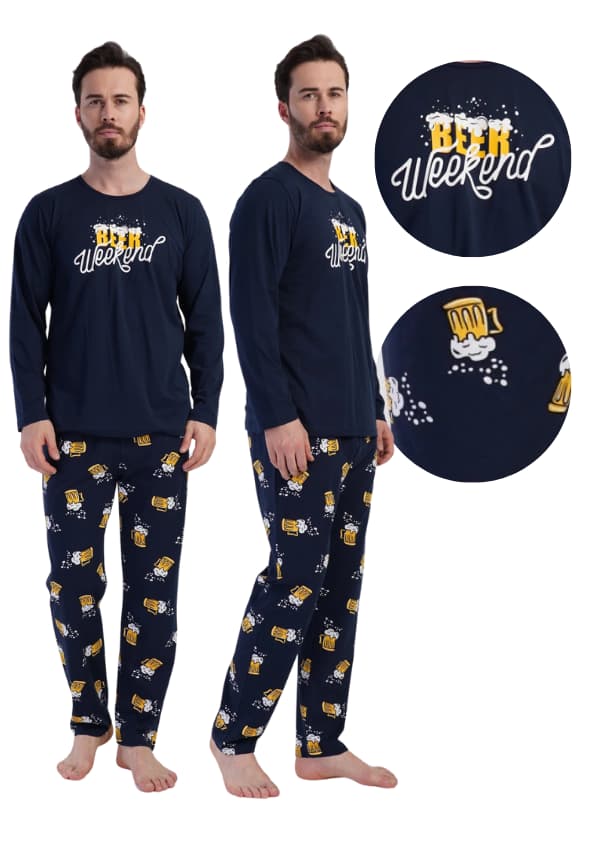 Herrpyjamas i bomull S Vienetta långärmade byxor Rolig present
