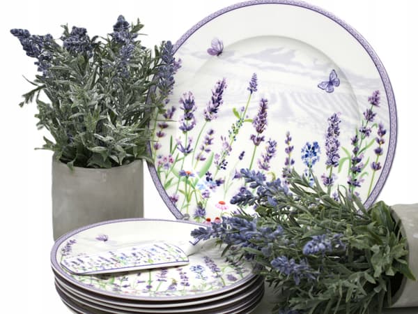 Porslinstallrikar med spatel i presentask, Lavender-kollektionen