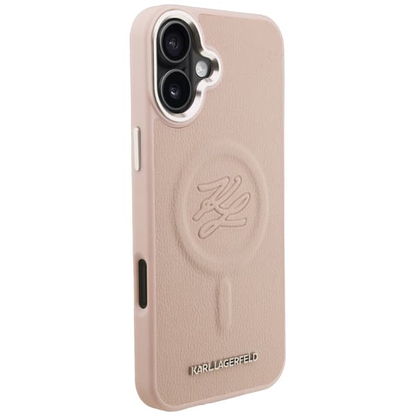Karl Lagerfeld Initial & Metalllogotyp MagSafe-skal till iPhone 16 Plus Rosa