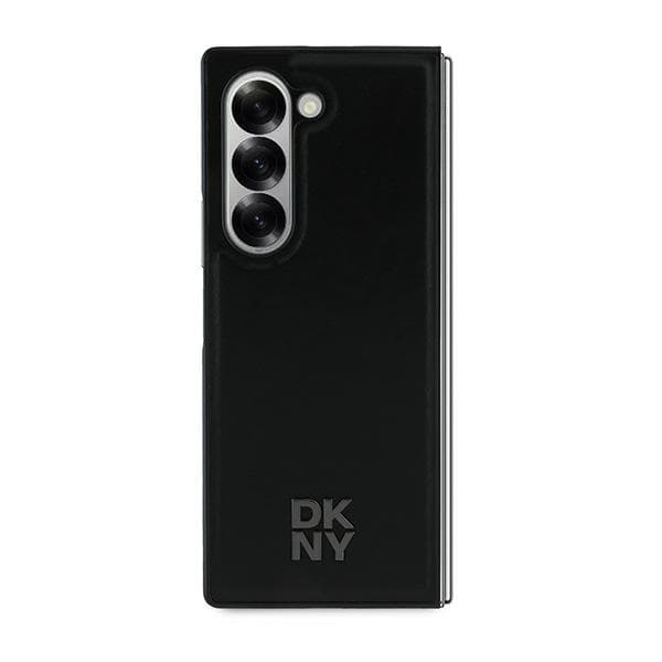 DKNY Plain Leather Metal Stack Logo Magsafe-etui til Galaxy Z Fold6, sort