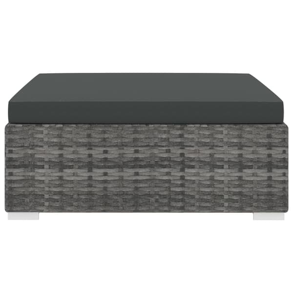 vidaXL Modulaarinen jalkarahi tyynyllä, 1 kpl, polyrottinki, harmaa