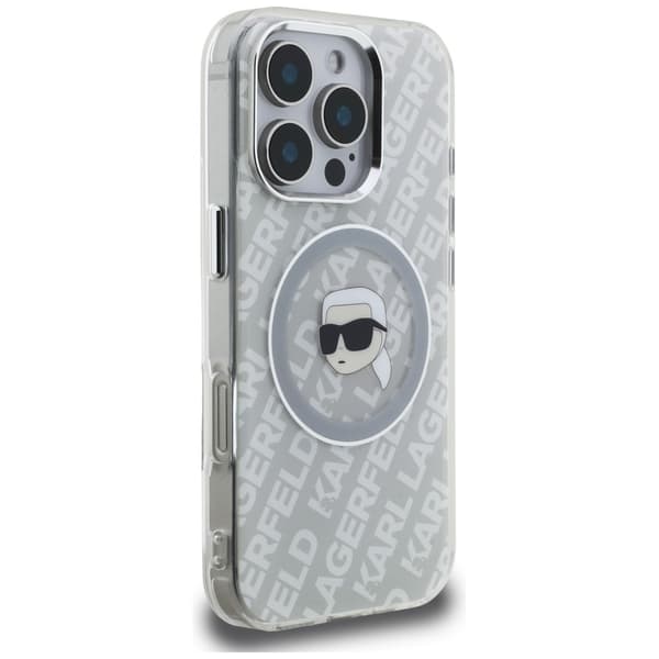 Karl Lagerfeld IML Karl Head Logo MagSafe-etui til iPhone 16 Pro Max grå
