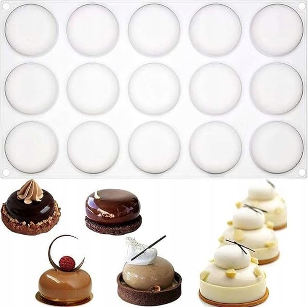 3D silikoneform til cupcakes og småkager, 15 huller
