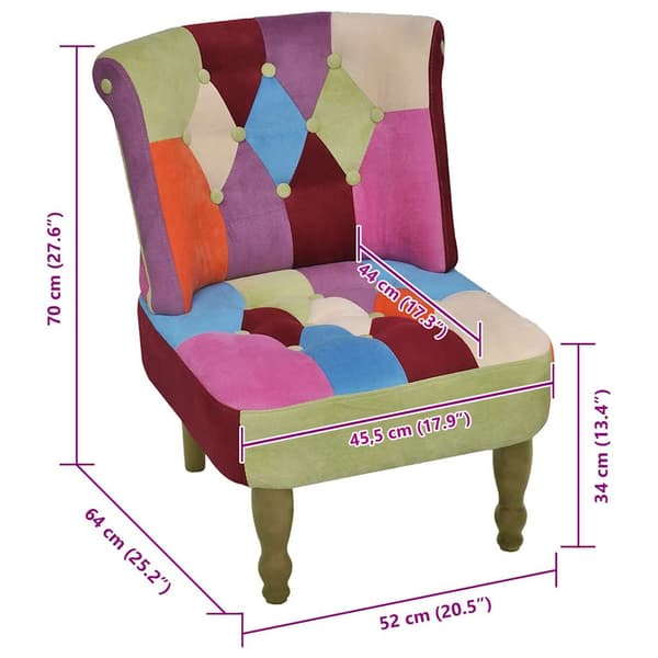 vidaXL franske lænestole, sæt med 2, patchwork, stof