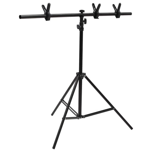 vidaXL T-formet baggrundsstativ sort 91x60x(70-200) cm