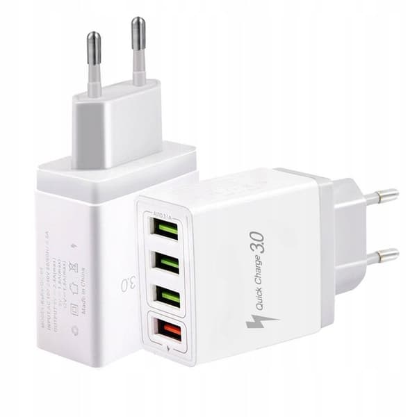 4xUSB Quick Charge 3.0 QC 3.1A 18W Oplader - Hvid