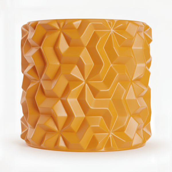 Orange blomkrukasskydd med 3D geometriskt mönster för vindsväxter
