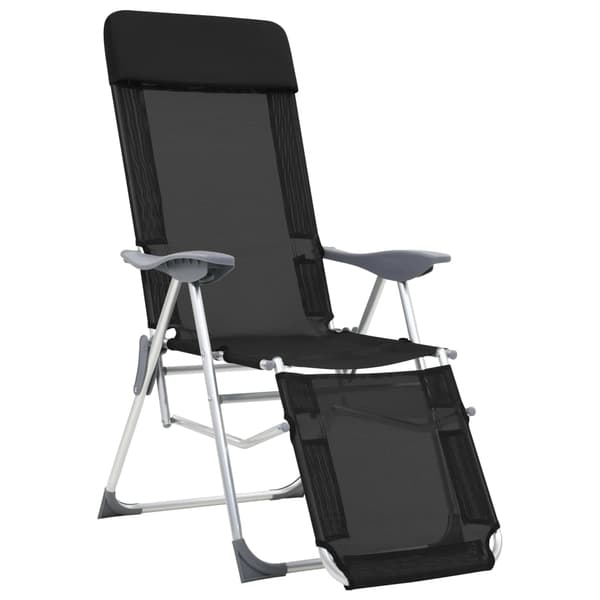 vidaXL foldbare campingstole med fodstøtter, sæt med 2, sort