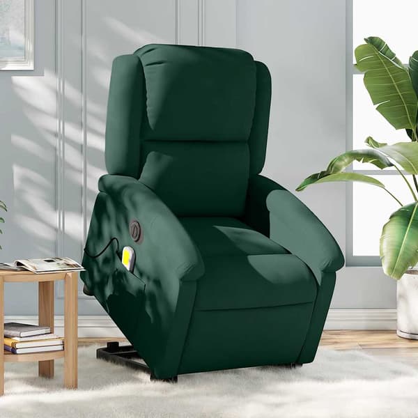 vidaXL Elektrisk lyftande massagefåtölj mörkgrön