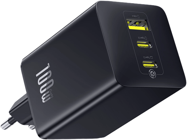 Baseus EnerFill FE11 100W Seinälaturi 2 x USB-C + USB-A Musta