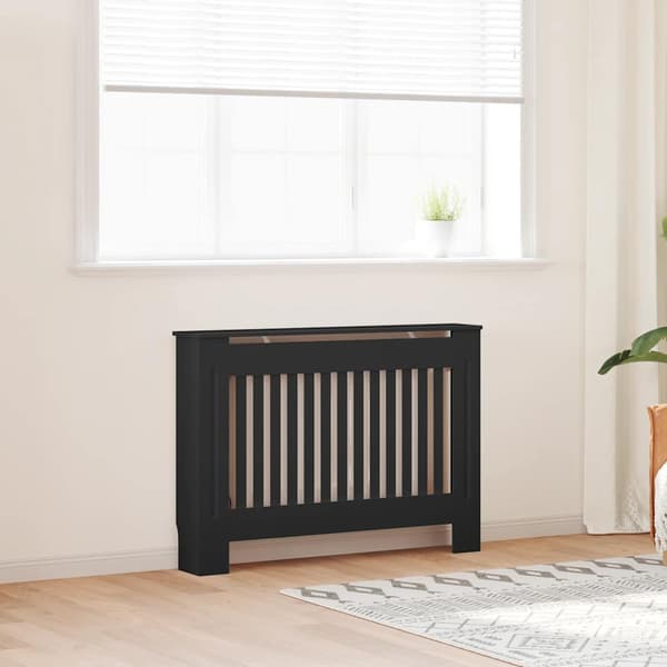vidaXL radiatordæksel, sort, 112x19x81 cm, MDF