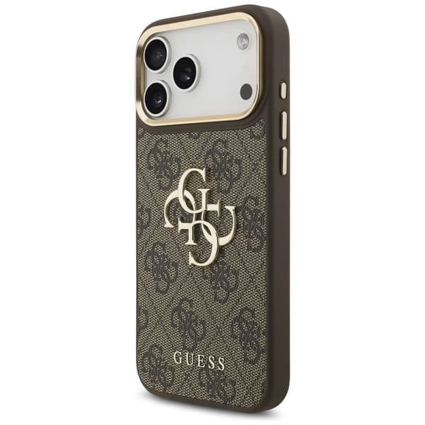 Guess 4G Big 4G Classic Logo BigStrap Metalknapper Etui til iPhone 17 Pro Max Brun