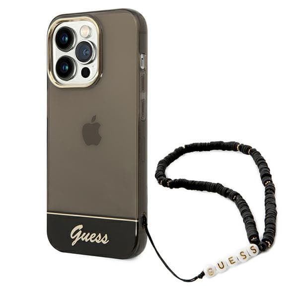 Guess Translucent Perlemor Etui til iPhone 14 Pro Max, Sort