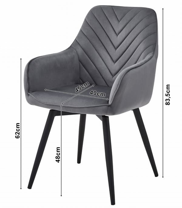 NANA360 stol - sort fløjl / sorte ben x 1
