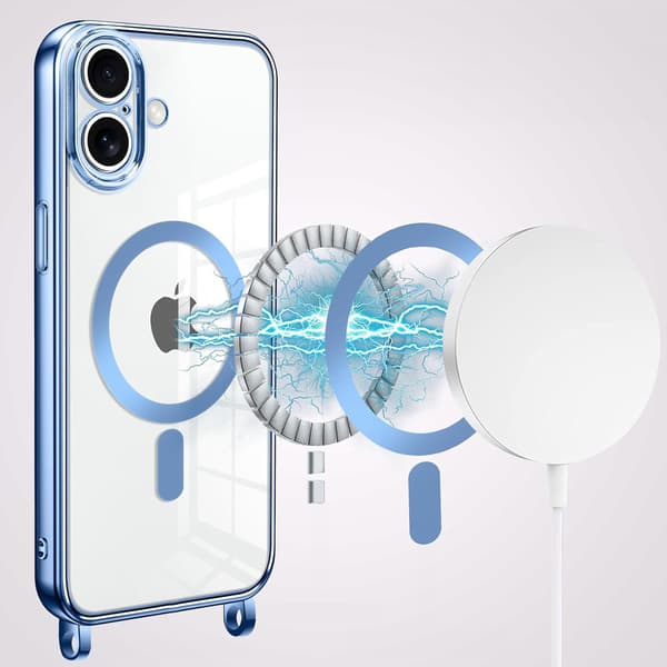 iPhone 17 cover, Electro MagSafe, blå + snor