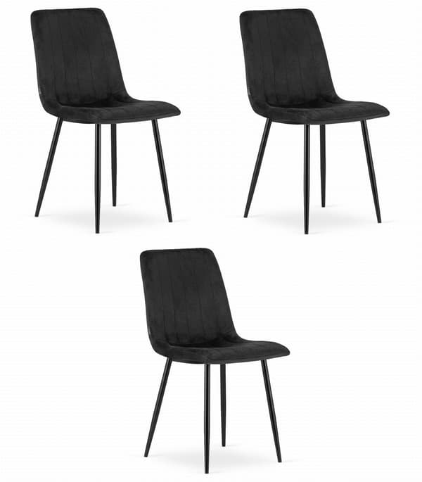 LAVA stol - sort fløjl x 3