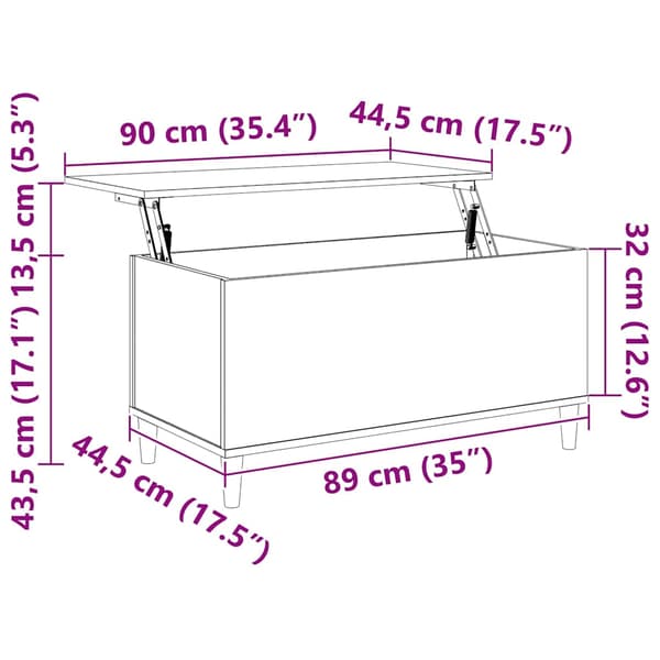 vidaXL sofabord brunt egetræ 90x44,5x45 cm