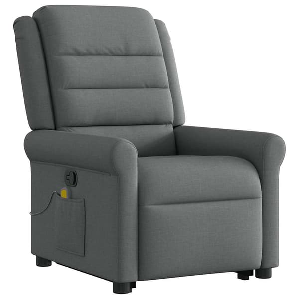vidaXL Lyftbar massagefåtölj mörkgrå tyg
