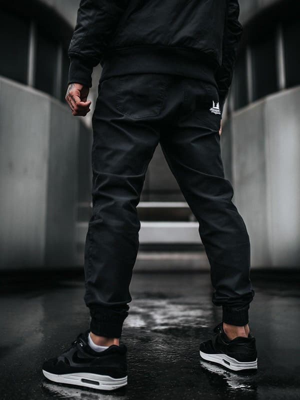 Jigga Crown Stitch Sort/Hvide Store Joggingbukser