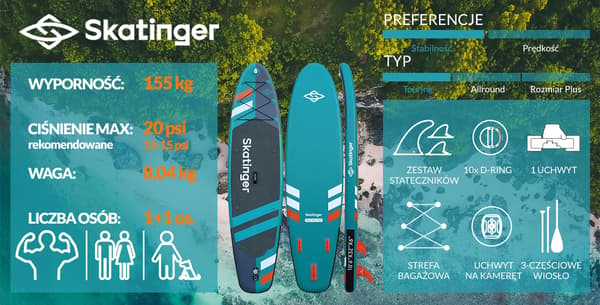 SUP-bräda SKATINGER Jade 320x81x15 cm (10'6'') allround