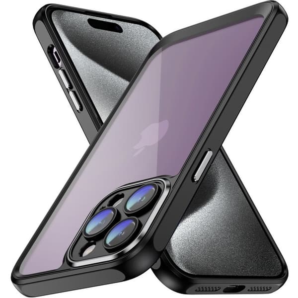 iPhone 15 Pro -kotelo, ERBORD-iskunvaimennussuoja, musta