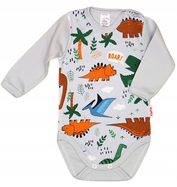 Langærmet dinosaur-body str. 98 klekle