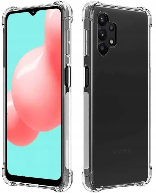 ETUI til Samsung Galaxy A32 5G STØDMIDDELFRI ARMOR TRANSPARENT ETUI + GLAS