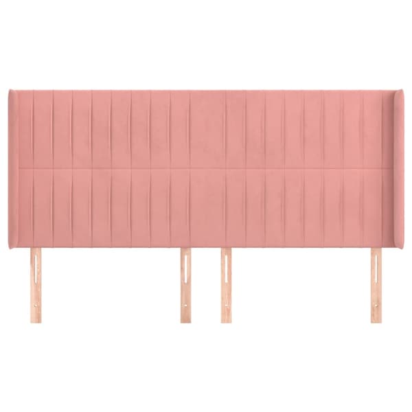 vidaXL Vingad nackstöd rosa 203x16x118/128 cm sammet