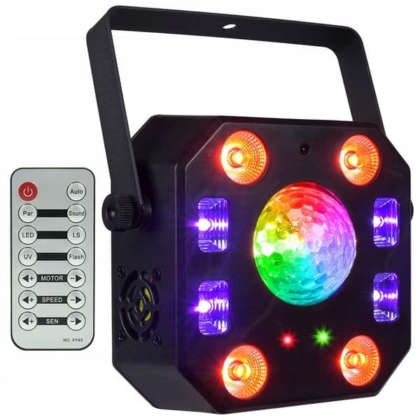 LIGHT4ME turbo blomster disco effekt LED PAR UV kugle laser strobe