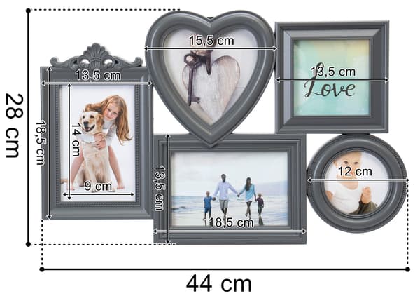 CORAZON fotoram för 5 foton, grå