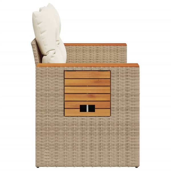 vidaXL Trädgårdssoffa med kuddar, 2-sits, beige, polyrotting