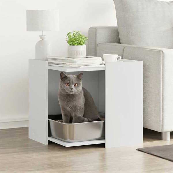 vidaXL Kattlåda vit 53x53x51 cm träbaserat material