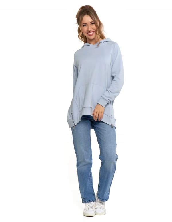 Damesweatshirt med hætte Bomuld Moderigtig Oversize Blød MORAJ S BLÅ