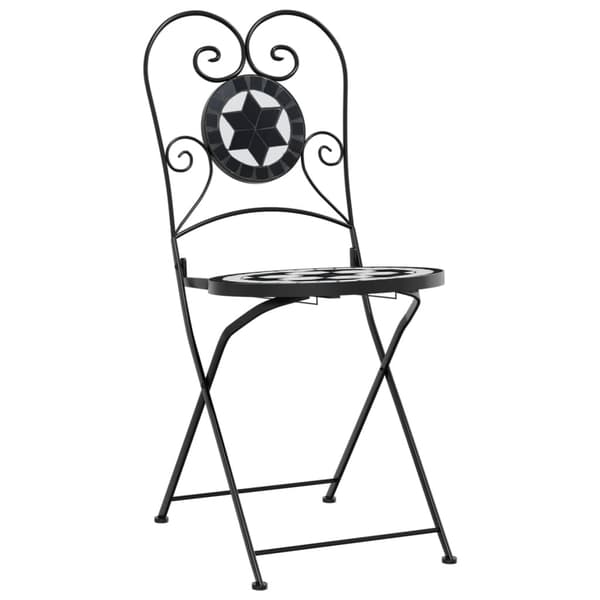 vidaXL foldbare bistrostole, sæt med 2, sort og hvid, keramik
