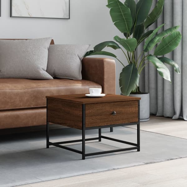 vidaXL sofabord brunt egetræ 51x51x40 cm