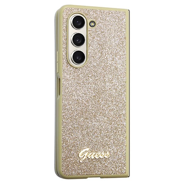 Guess Glitter Script-skal till Galaxy Z Fold5, guld
