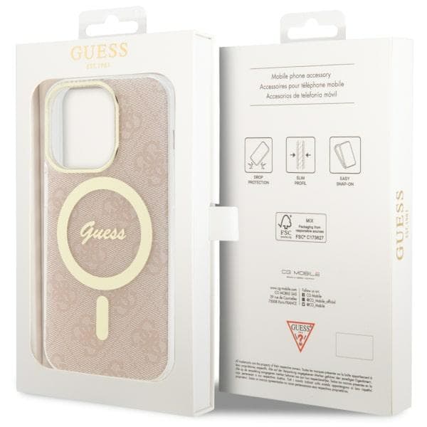 Guess IML 4G MagSafe-etui til iPhone 14 Pro, lyserød