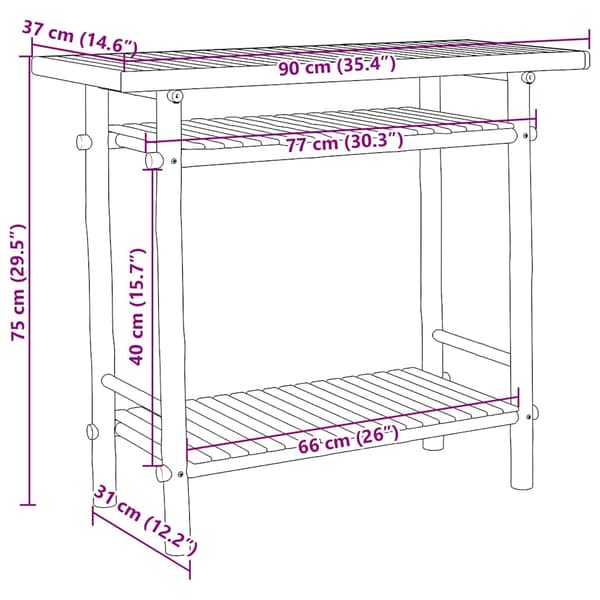 vidaXL konsolbord 90x37x75 cm bambus