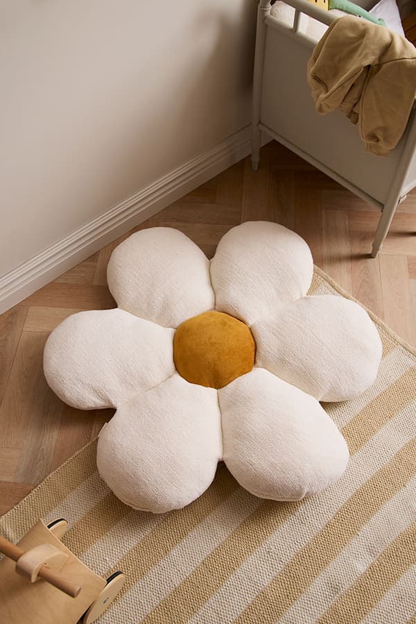 Kid's Concept - Blommig Golvkudde, Vit
